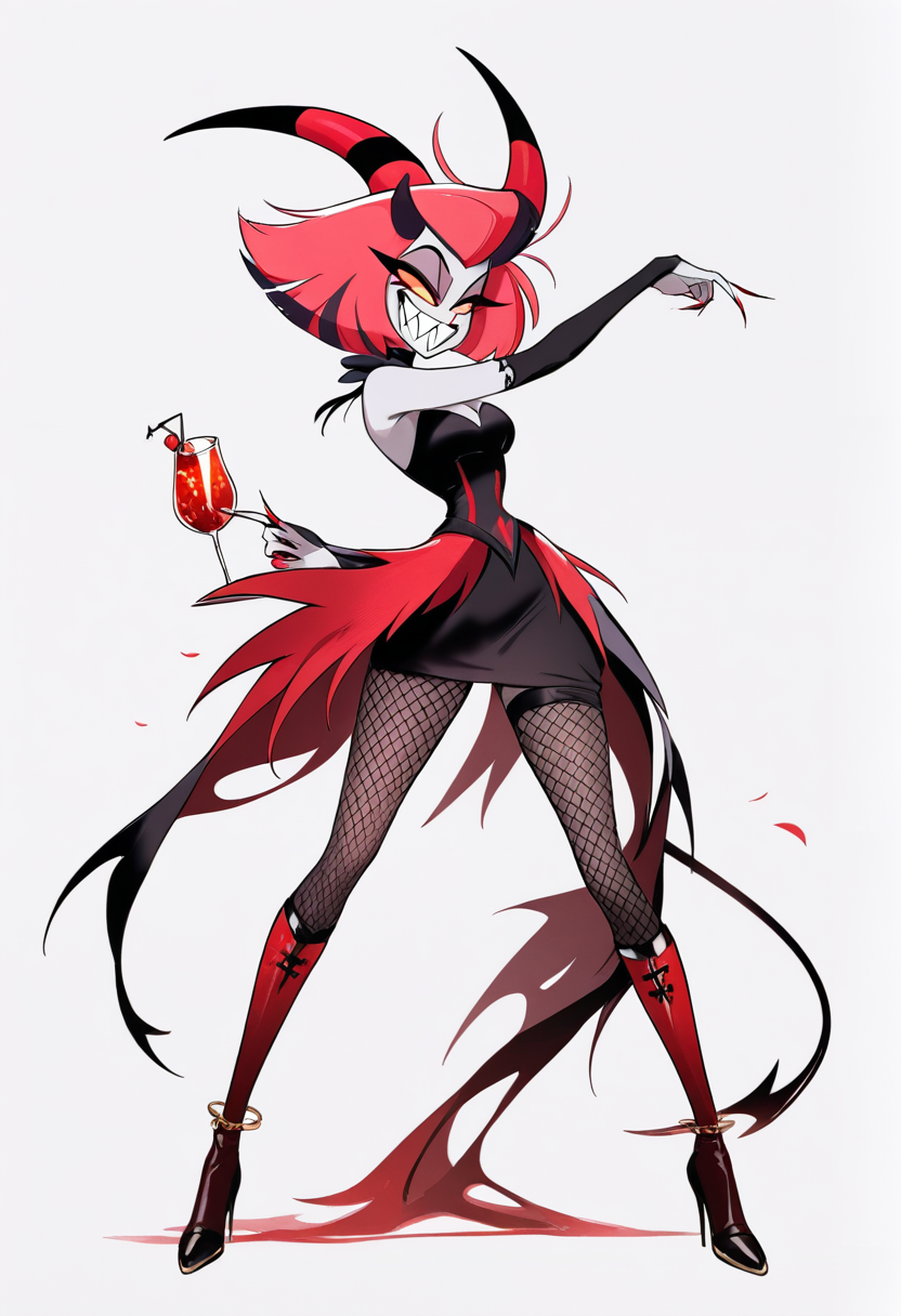 Hazbin Hotel sinner OC with theatrical demon design